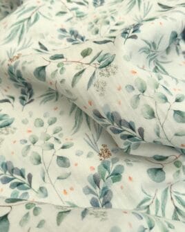tissu double gaze fleur d'eucalyptus