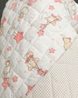 coton matelassé imprimé ourson étoile rose