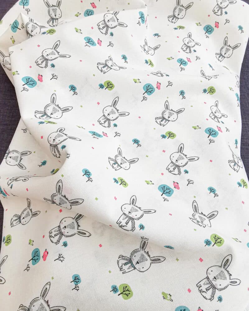 Coton Motif Lapin Blanc oeko-tex