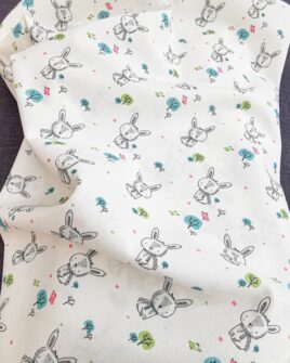 Coton Motif Lapin Blanc oeko-tex