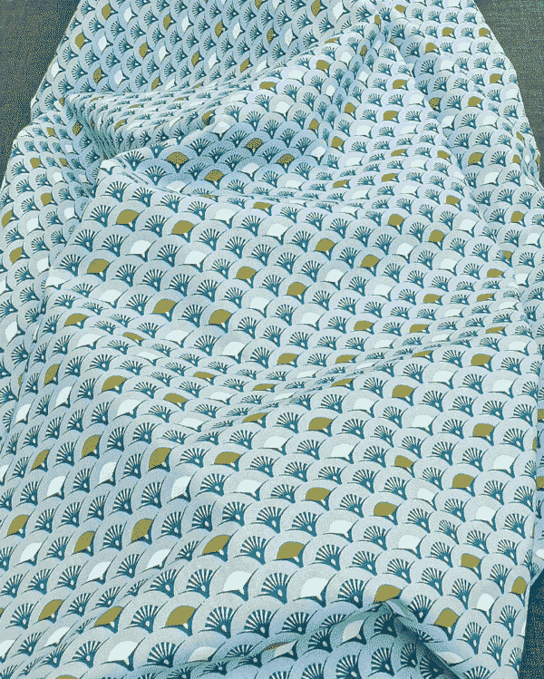 Tissu Coton Éventail Bleu Céladon