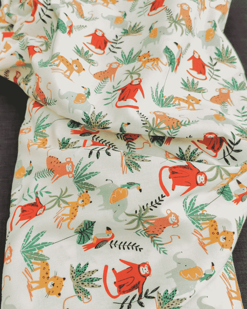 Coton Motif Animaux Exotiques
