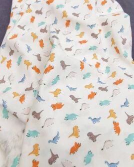 Coton Motif Dinosaure Multicolore certifié oeko-tex