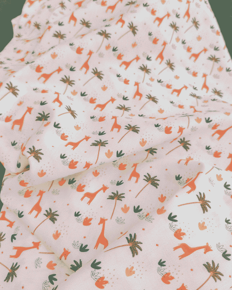 tissu coton motif girafe certifié oeko-tex