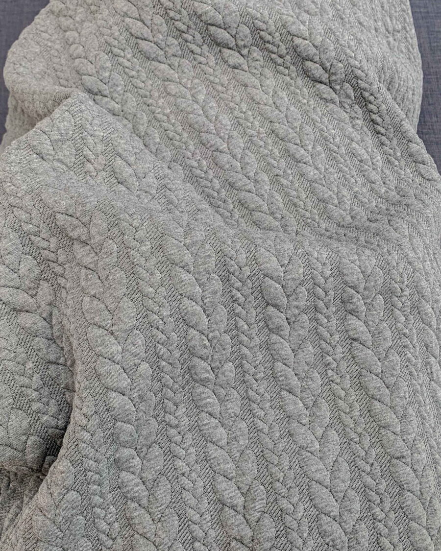 tissu jersey torsadé gris