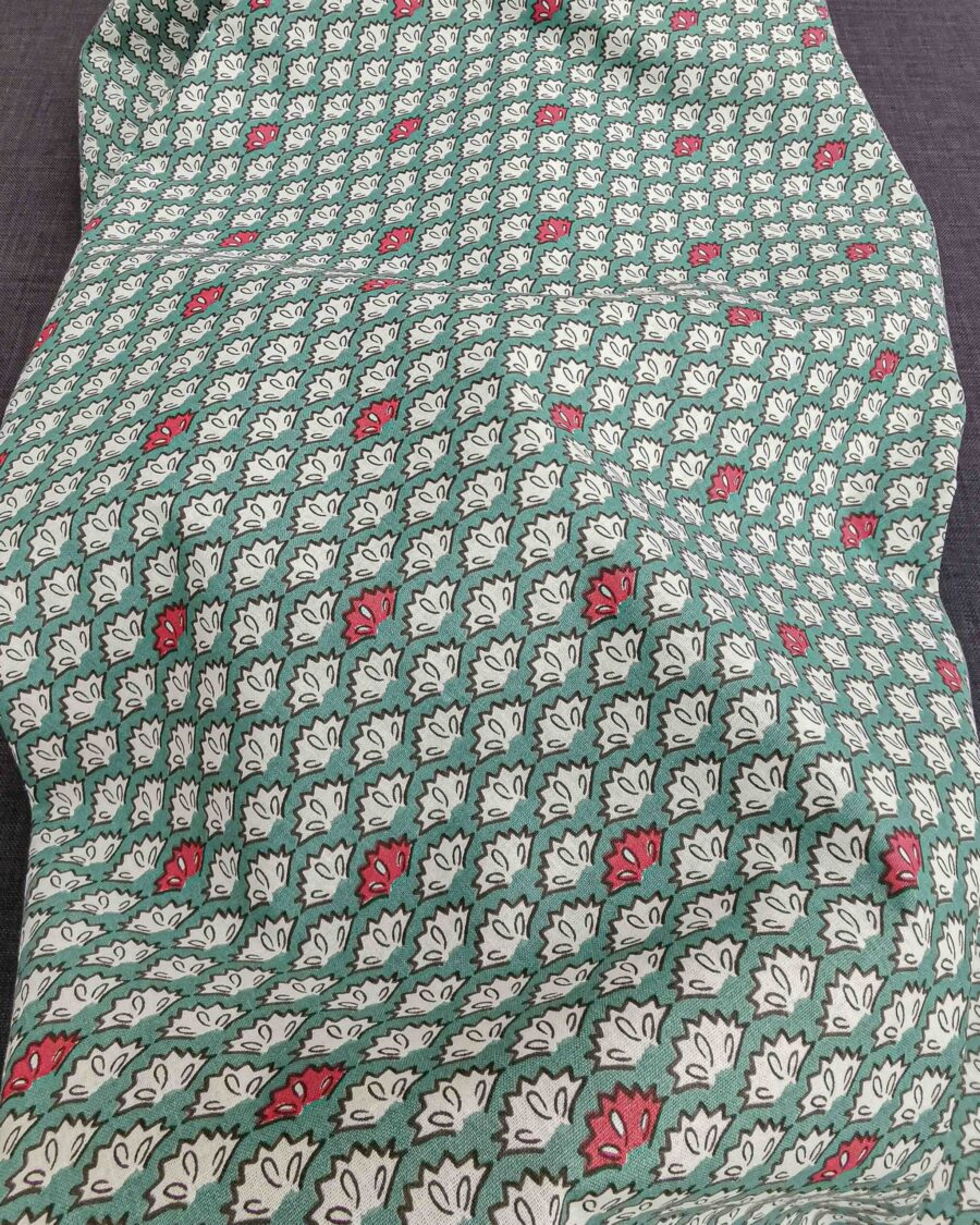 coton motif éventail vert rouge oeko-tex