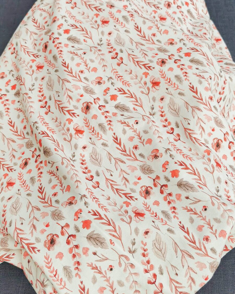 Tissu Jersey Impression Digitale Fleur Rouge Vermillon et Bordeaux