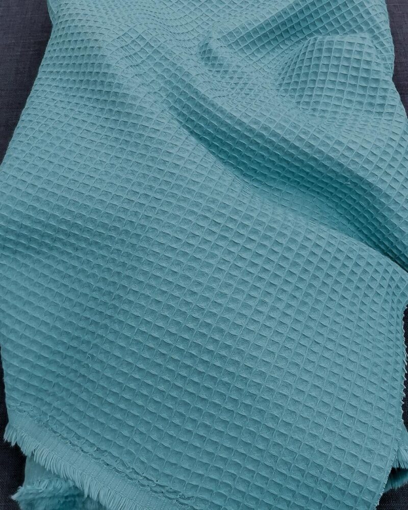 tissu nid d'abeille bleu natier oeko-tex