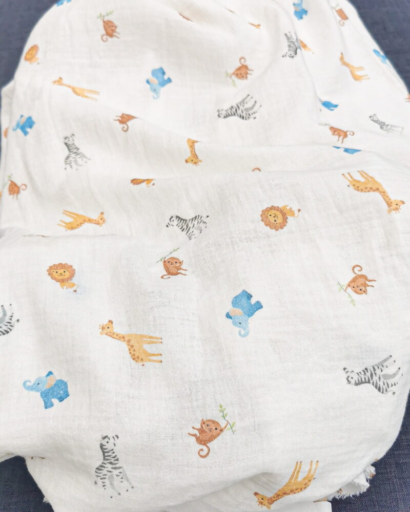 Tissu Double Gaze Imprimé Savane oeko-tex
