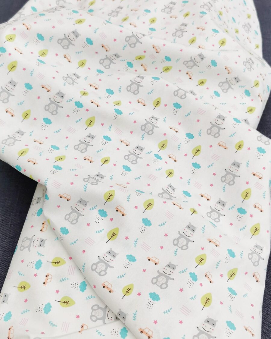 Coton Hippopotame Fond Blanc label oeko-tex