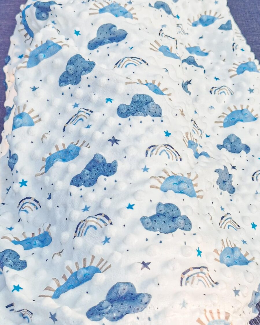 Tissu Minky Imprimé Nuage Bleu