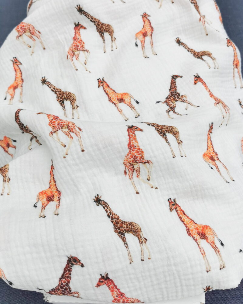 Double Gaze Impression Digitale Girafe Blanc oeko-tex