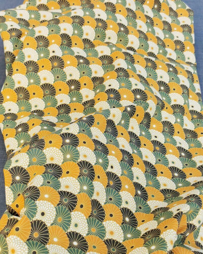 Coton Art Déco Moutarde et Vert certifié oeko-tex