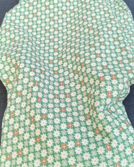 Coton Motif Trèfle et Fleuri Vert