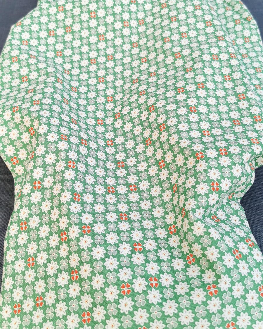 Coton Motif Trèfle et Fleuri Vert