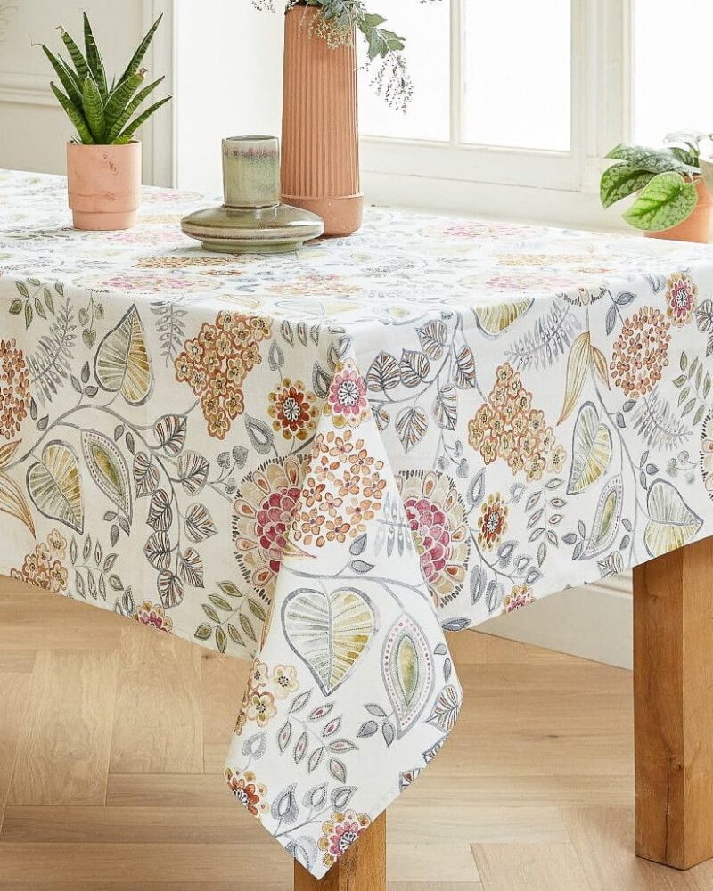 Nappe en Coton Enduit Acrylique Motif Floral bio