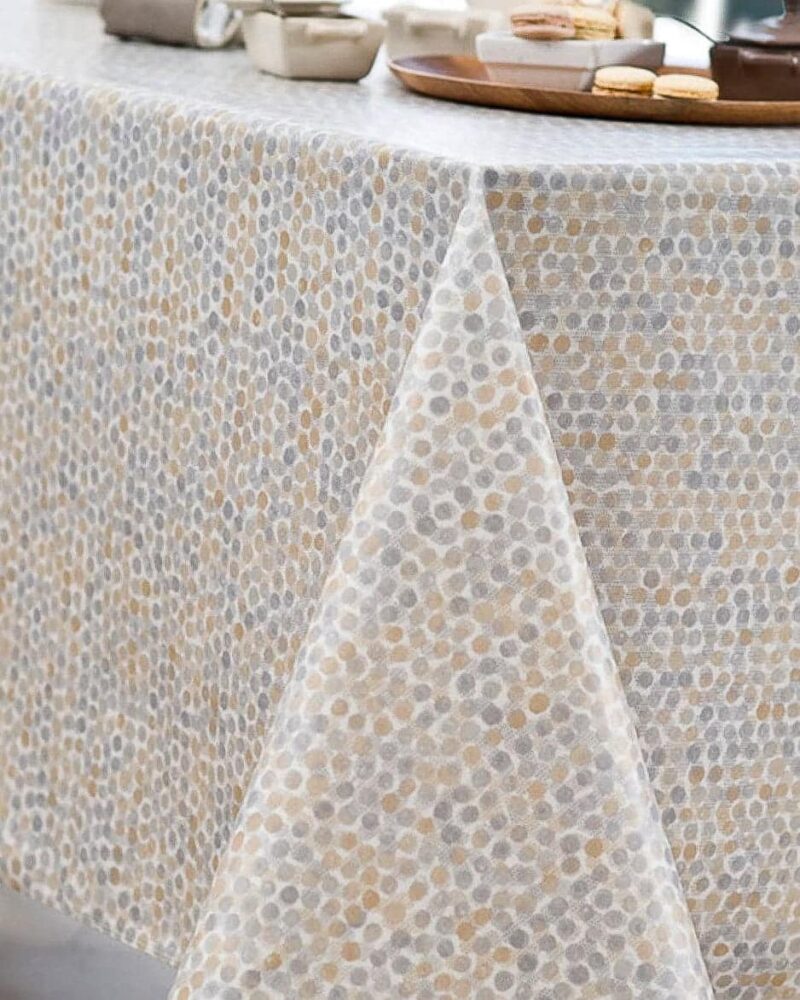 Nappe en Coton Enduit Acrylique Motif Perle Gris
