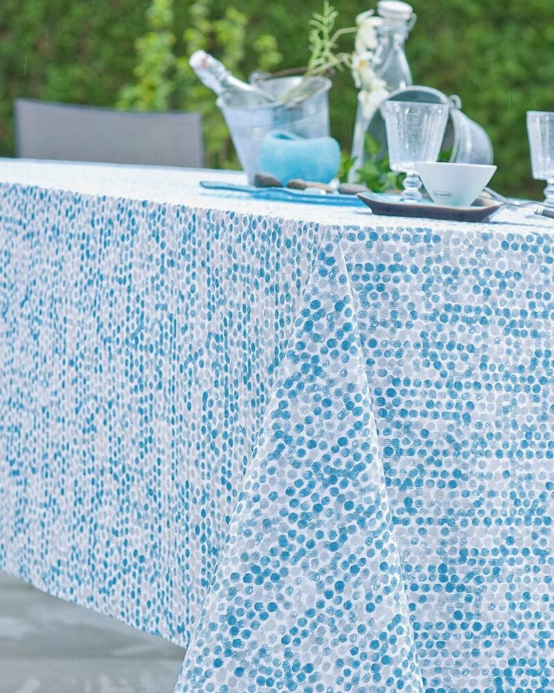 nappe en coton enduit acrylique bleu