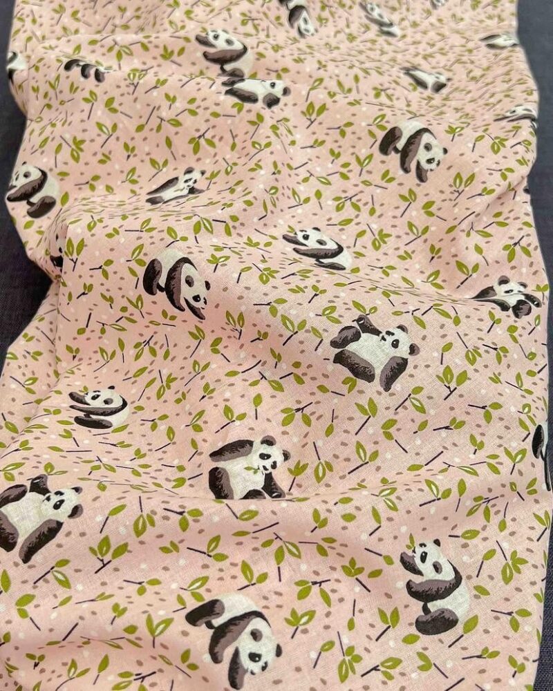 Tissu Coton Panda Rose Poudré