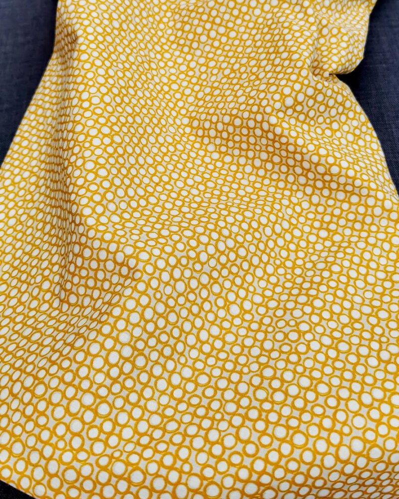 Tissu Coton Cercle Moutarde Bio GOTS