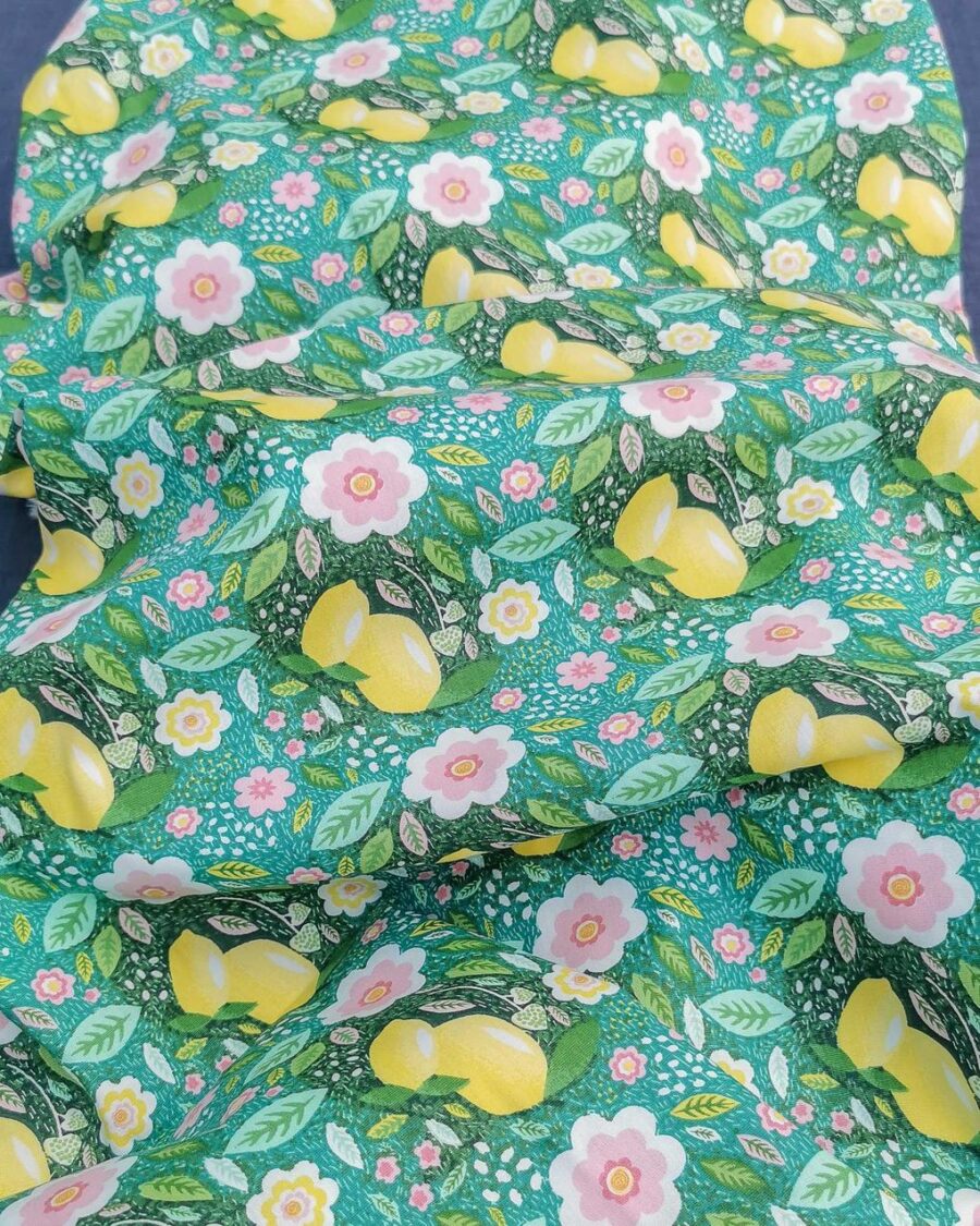 coton premium biologique citron jaune vert rose