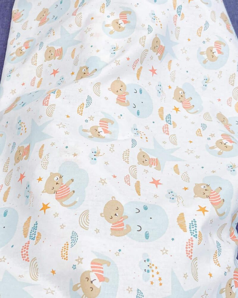 tissu coton motif ourson étoilé fond blanc