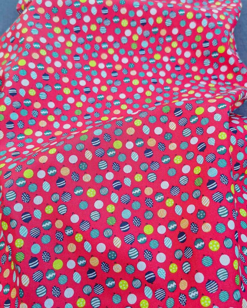 coton motif boule de noël rouge oeko-tex
