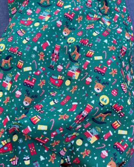 tissu coton motifs de noël vert
