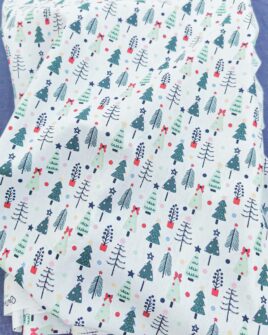 coton imprimé sapin de noël blanc