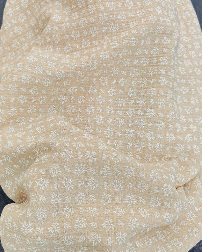 double gaze fleuri coloris beige
