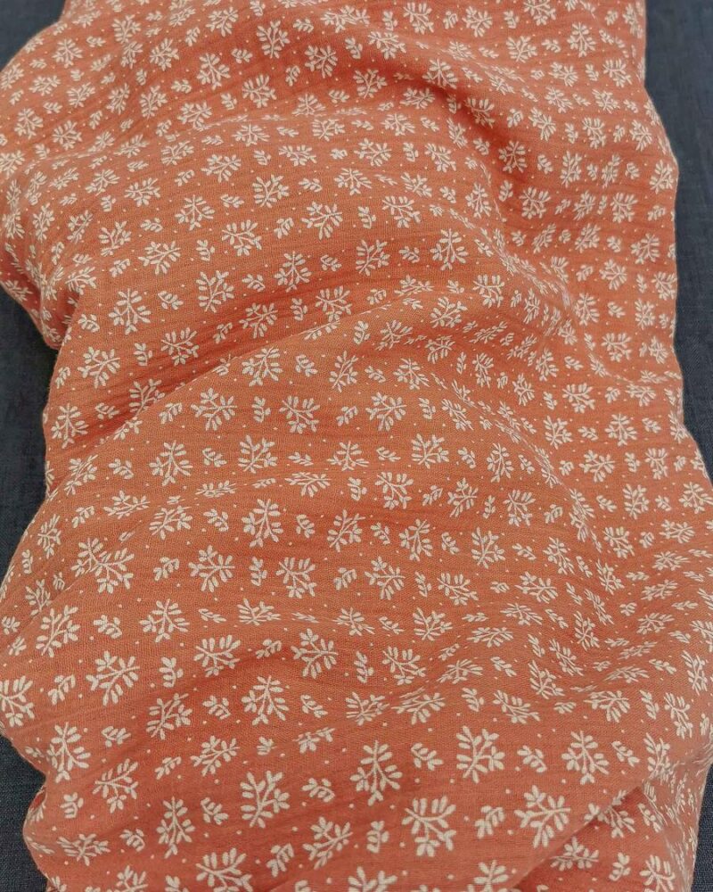 double gaze fleuri terracotta