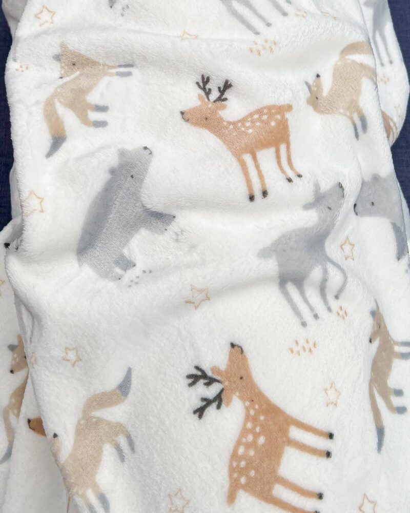 tissu polaire imprimé cerf biche renard et ours