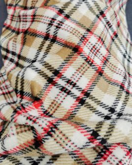 polaire motif tartan écossais fond beige