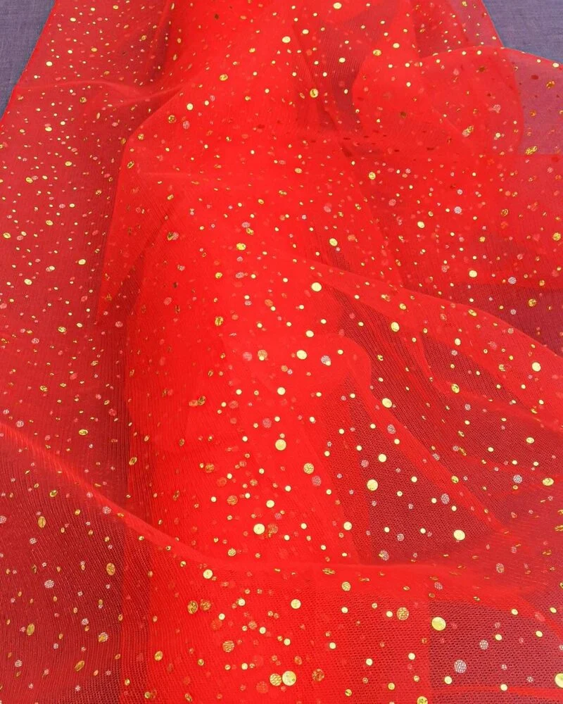 tissu de tulle Rouleau de tulle coloré dégradé fleur noeud noeud maille  tissu mercerie renfort Pétales de couleur rouge