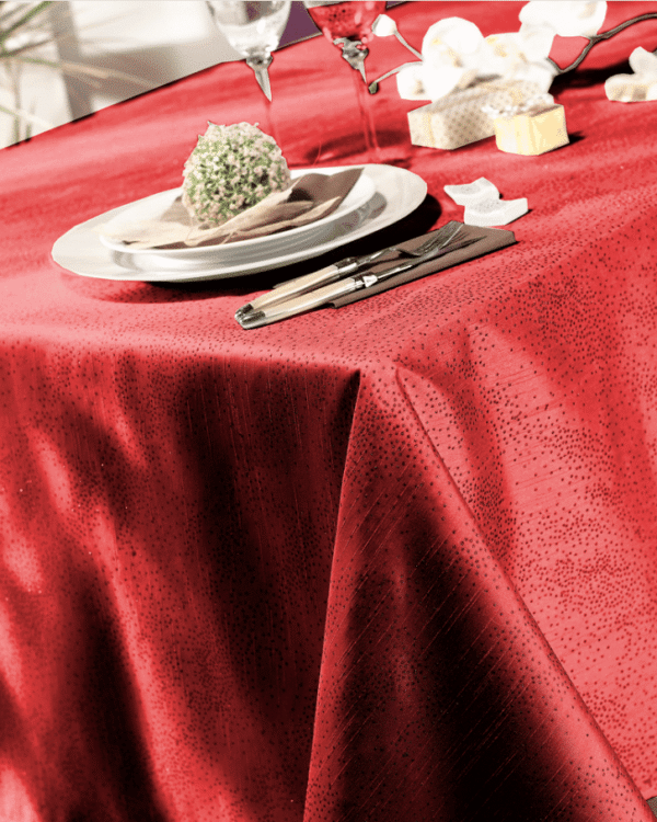 Nappe de Fête Rectangulaire Fond Rouge Pailleté Polyester