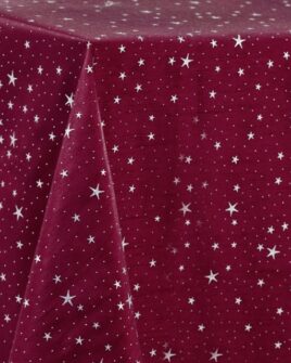 Nappe polyester Evita bordeaux rectangulaire et ronde