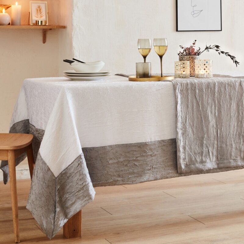 Nappe Nydel Athenas Blanc Argent Taffetas Froissés – Image 2