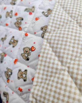 tissu matelassé ourson et coeur