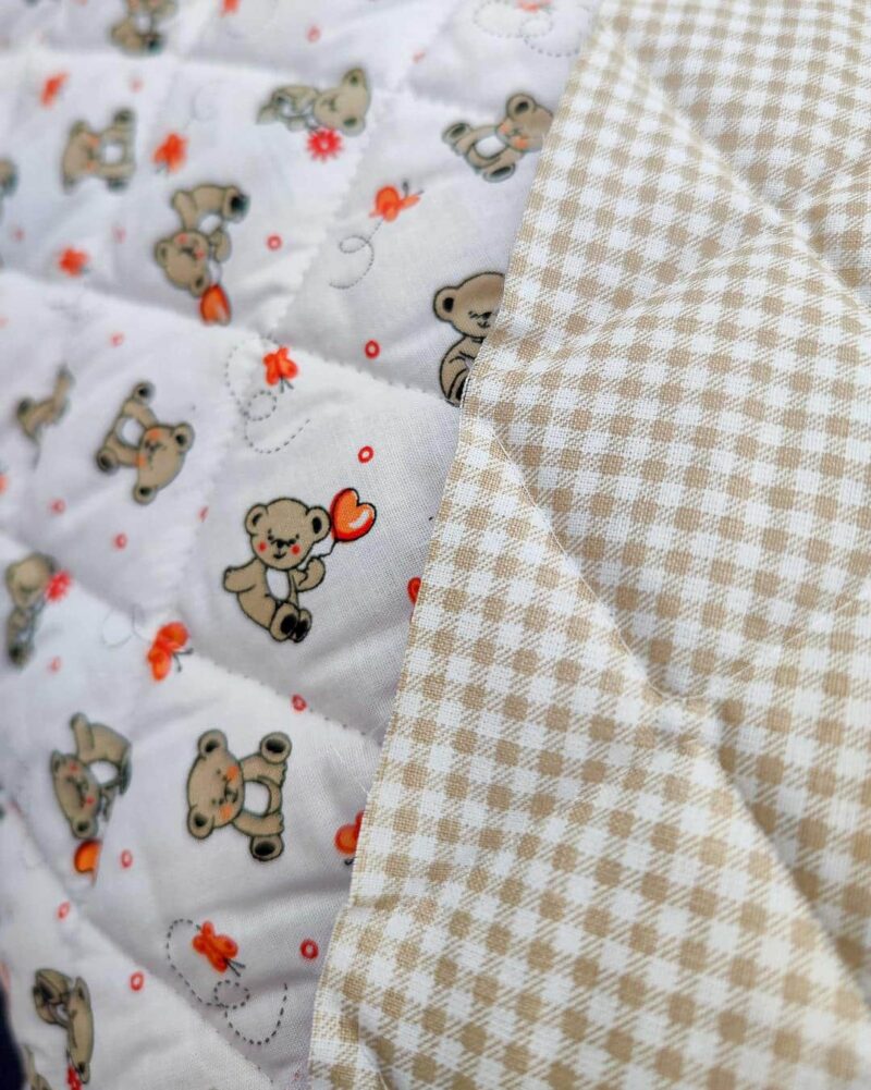 tissu matelassé ourson et coeur