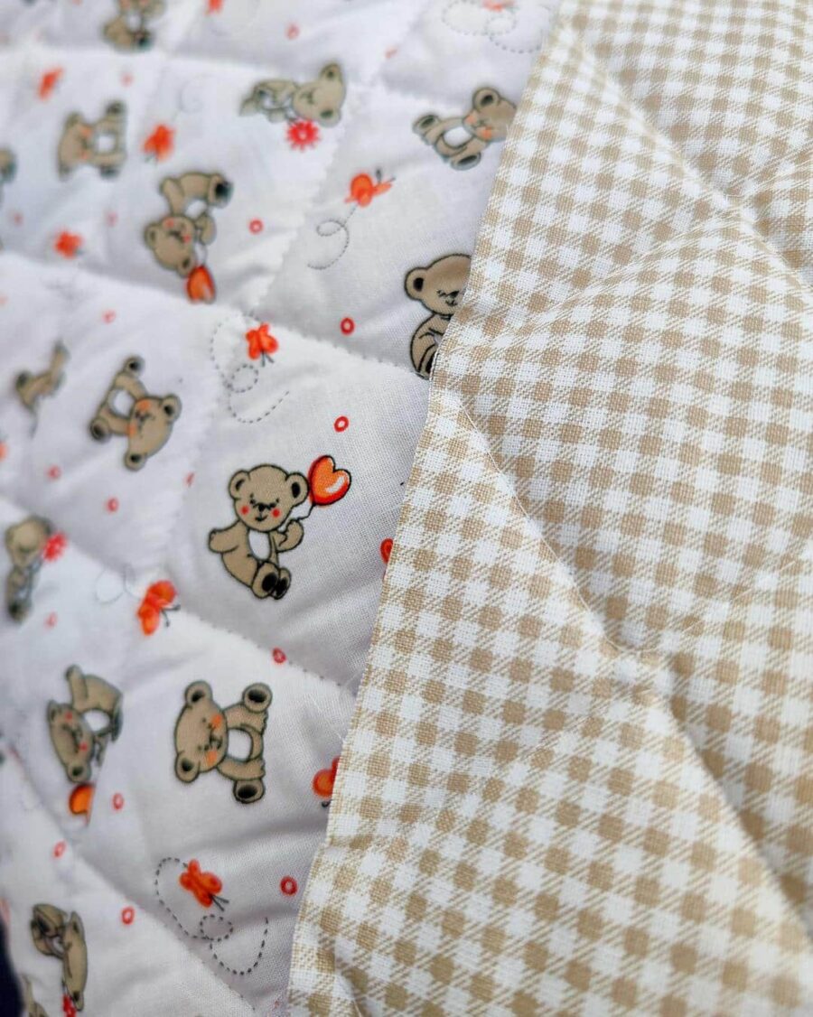 tissu matelassé ourson et coeur