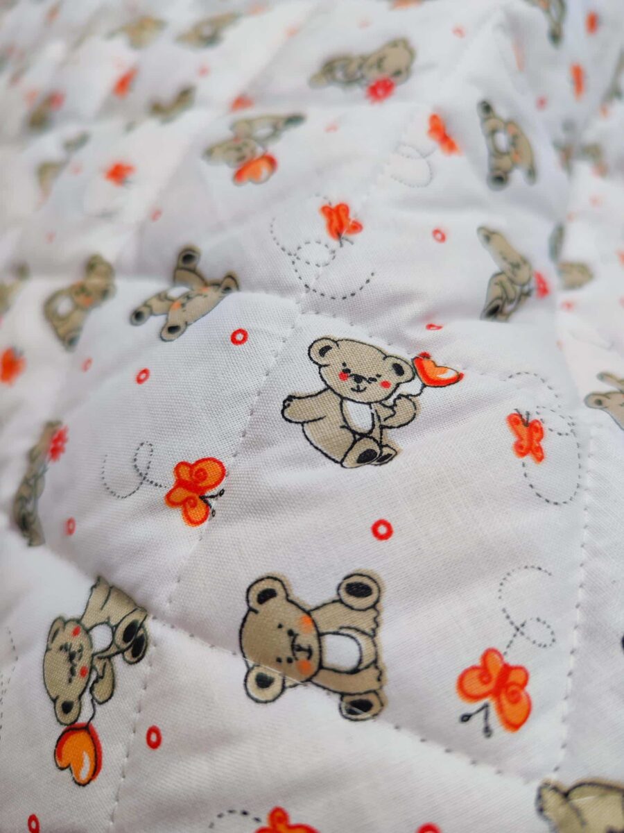 tissu matelassé ourson et coeur