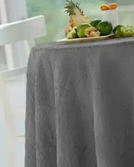 nappe taffetas froissé grise ronde