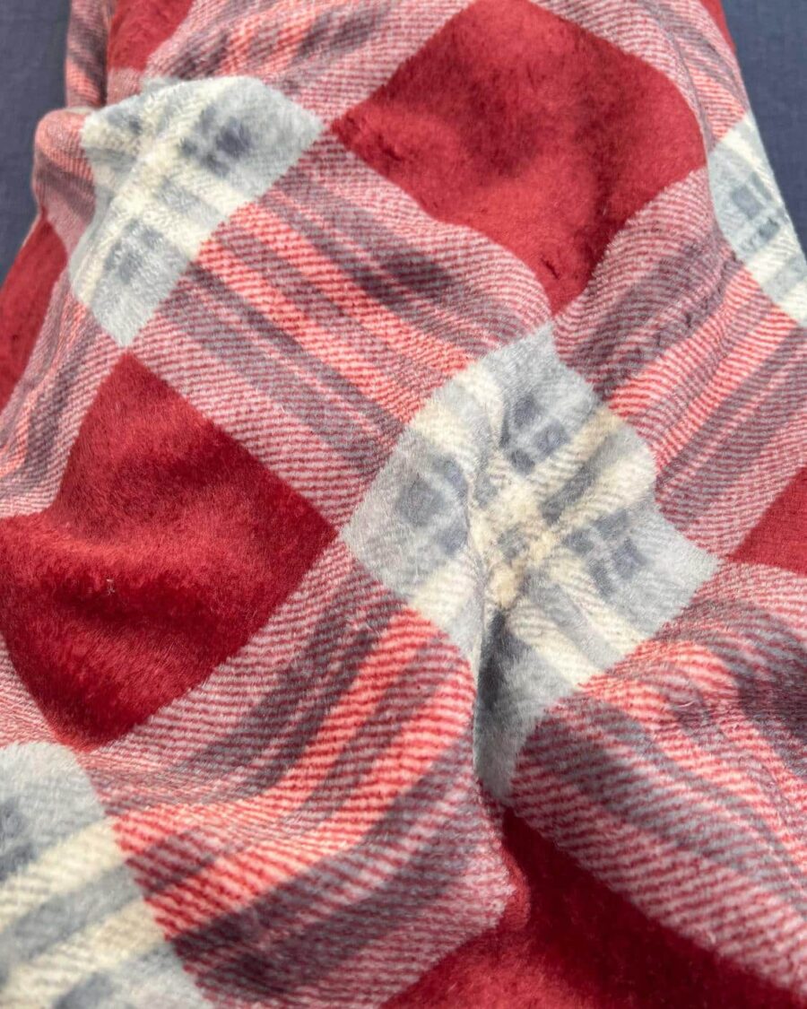 tissu polaire tartan écossais rouge et gris