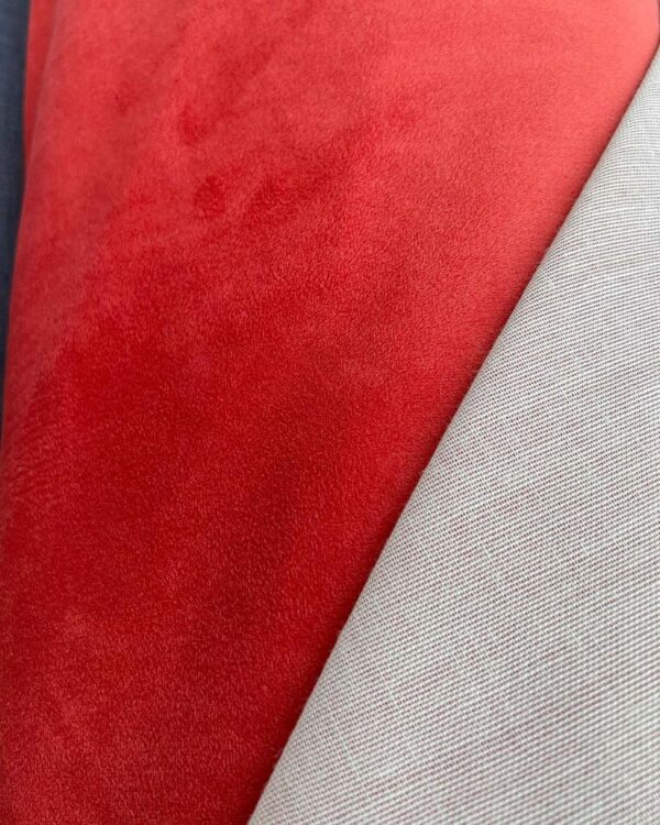 tissu velours ras contrecollé rouge uni polyester