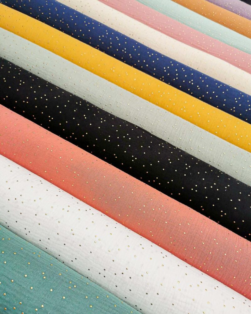 double gaze pois dorés : 12 coloris