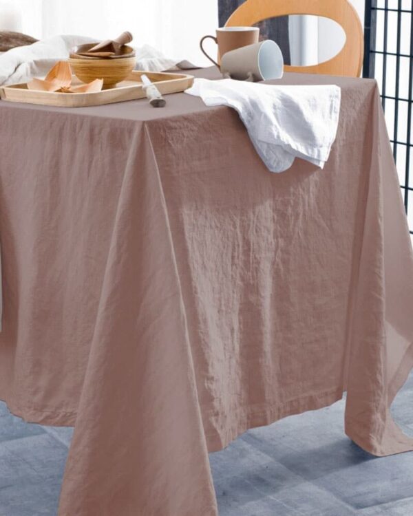 nappe en chanvre et coton bio vieux rose