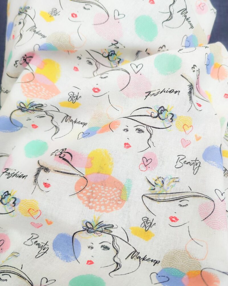 tissu coton blush et starlette blanc