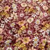 tissu coton poppy fleuri prune