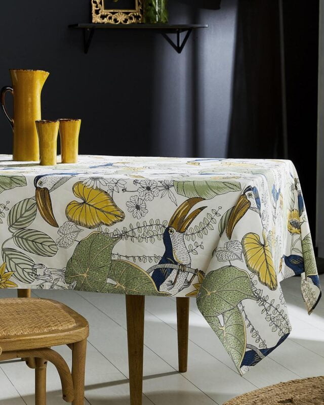 nappe en coton enduit toucan vert