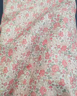 tissu coton bio fleuri rose gots